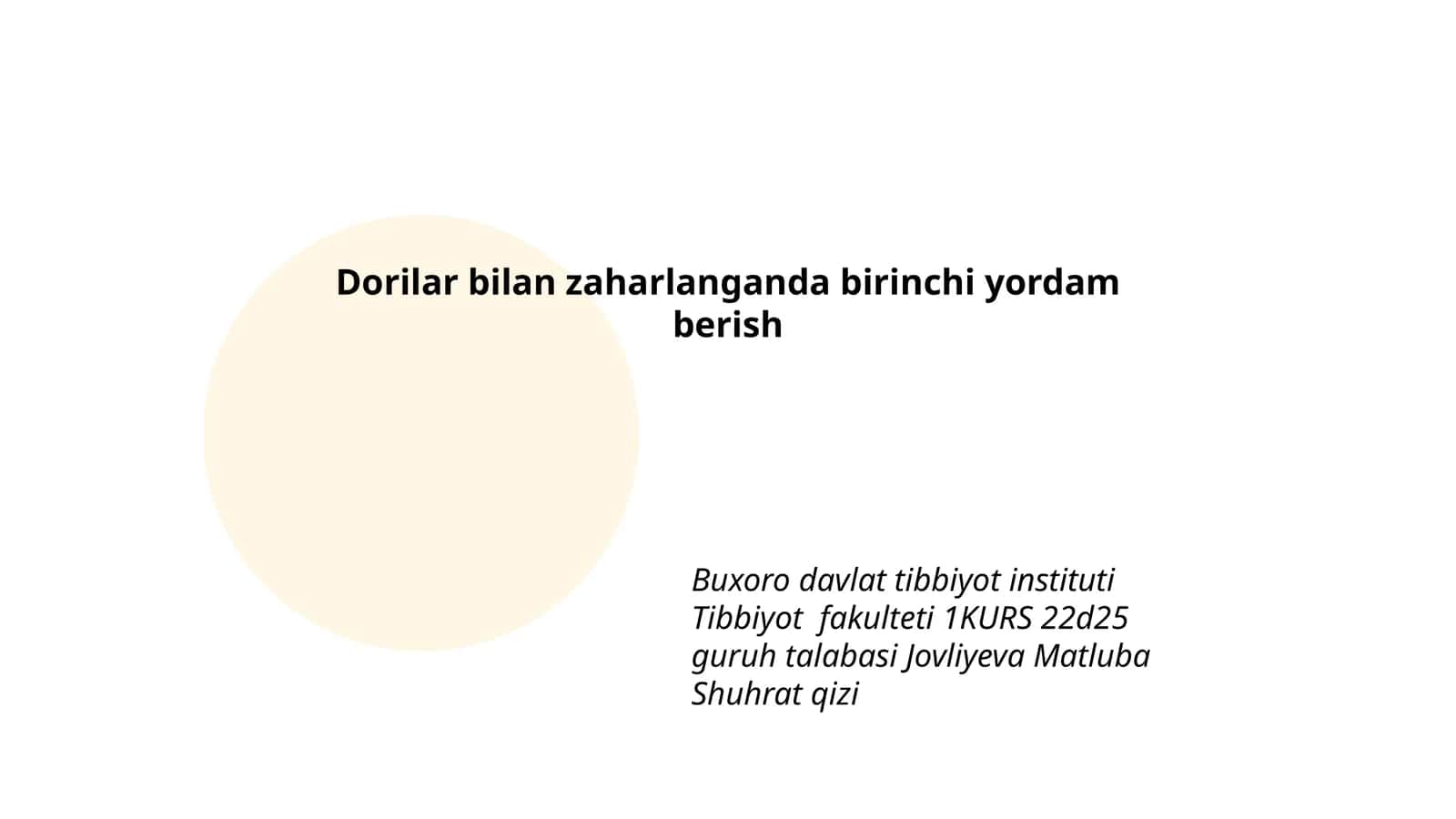 Zaharlanganda birinchi yordam