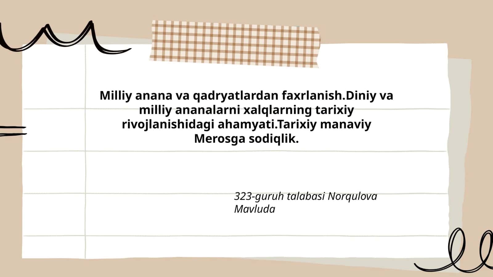 Diniy va milliy anana va qadryatlardan faxrlanish