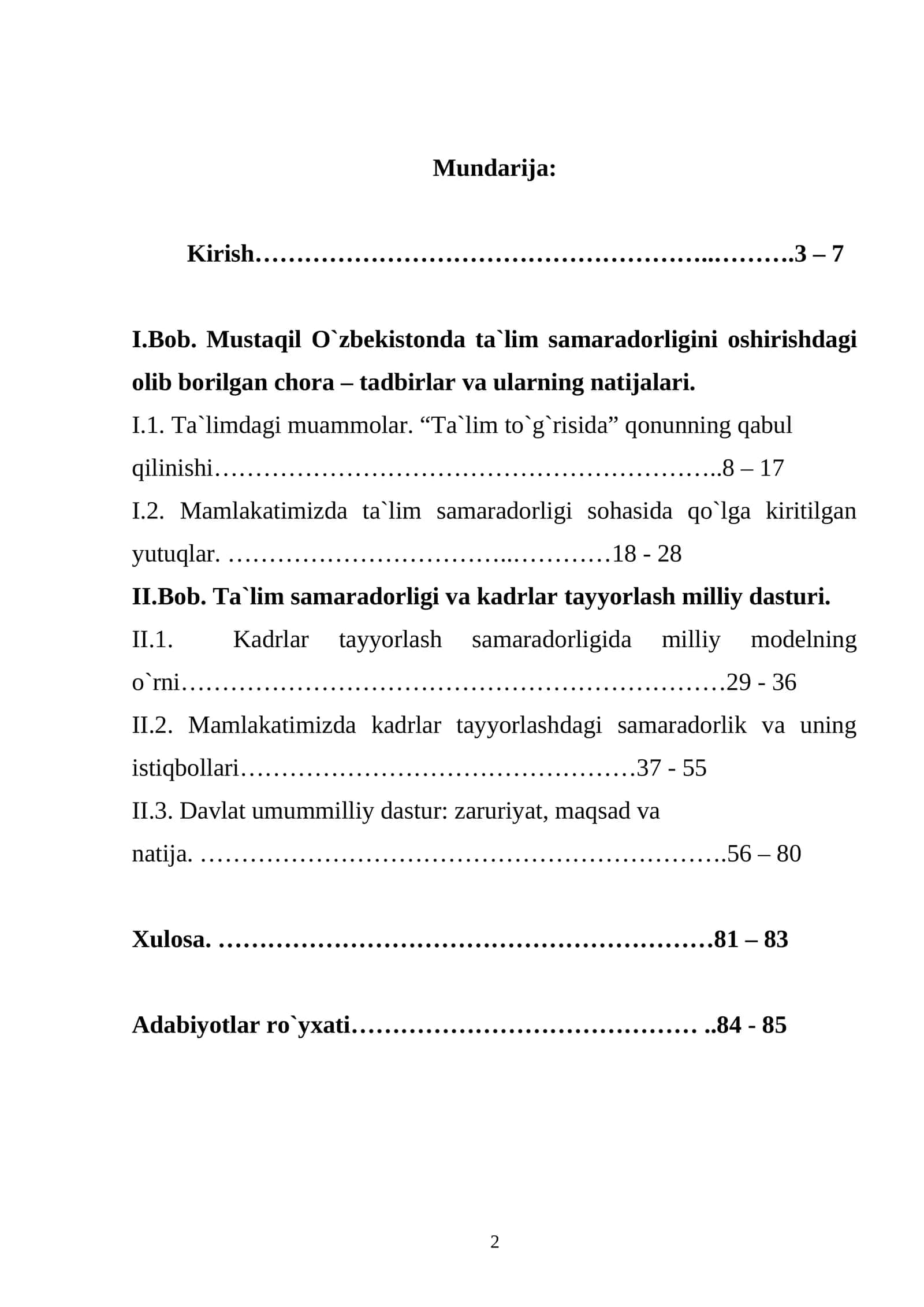 Mustaqil O`zbekistonda ta`lim samaradorligini oshirishdagi olib borilgan chora – tadbirlar va ularning natijalari