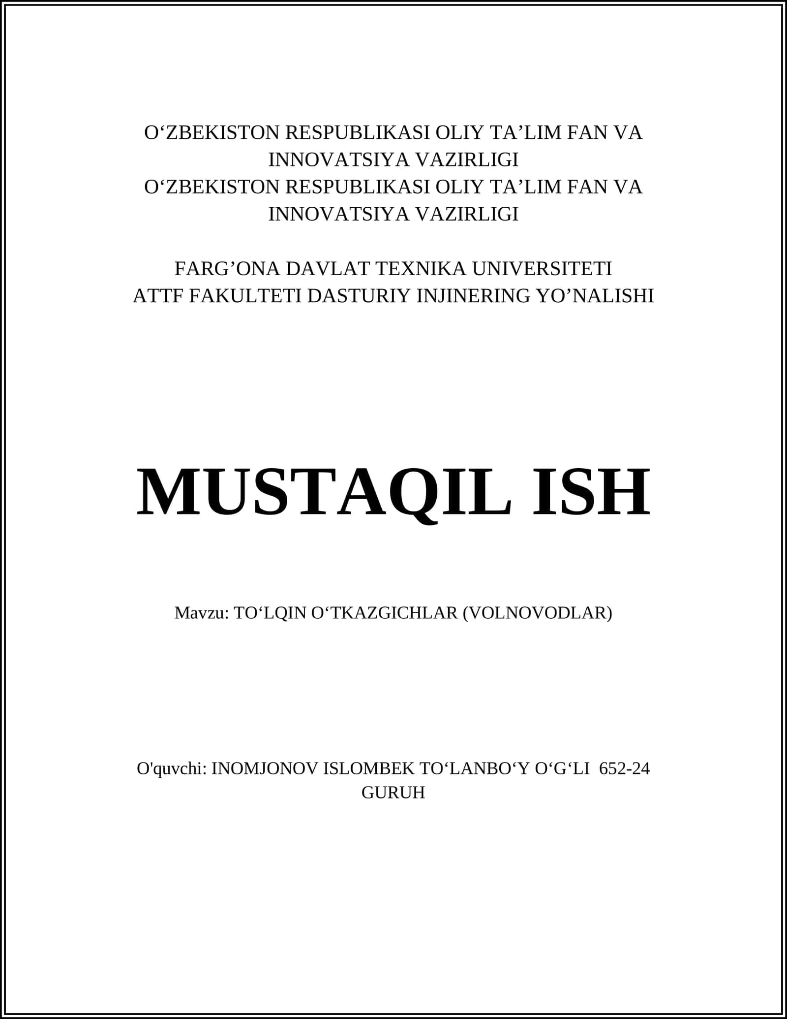 TO‘LQIN O‘TKAZGICHLAR (VOLNOVODLAR)