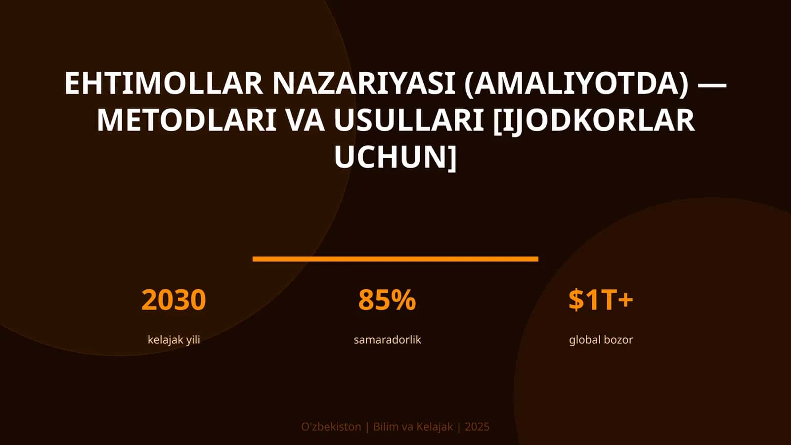Ehtimollar nazariyasi (amaliyotda) — metodlari va usullari [ijodkorlar uchun]