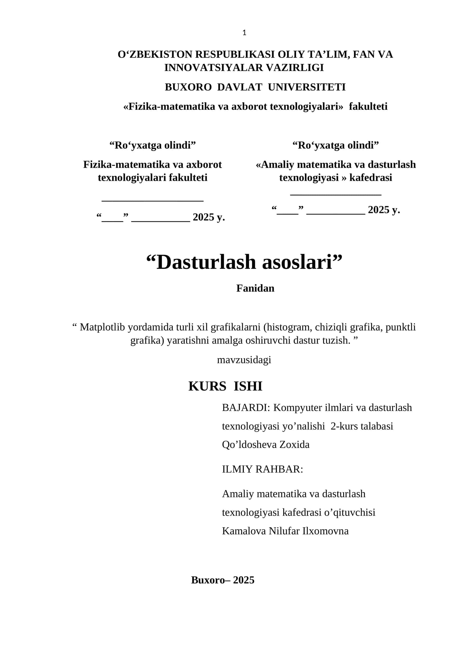 Amaliy matematika va dasturlash texnologiyasi