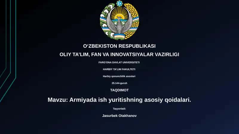 Armiyada ish yuritishning asosiy qoidalari