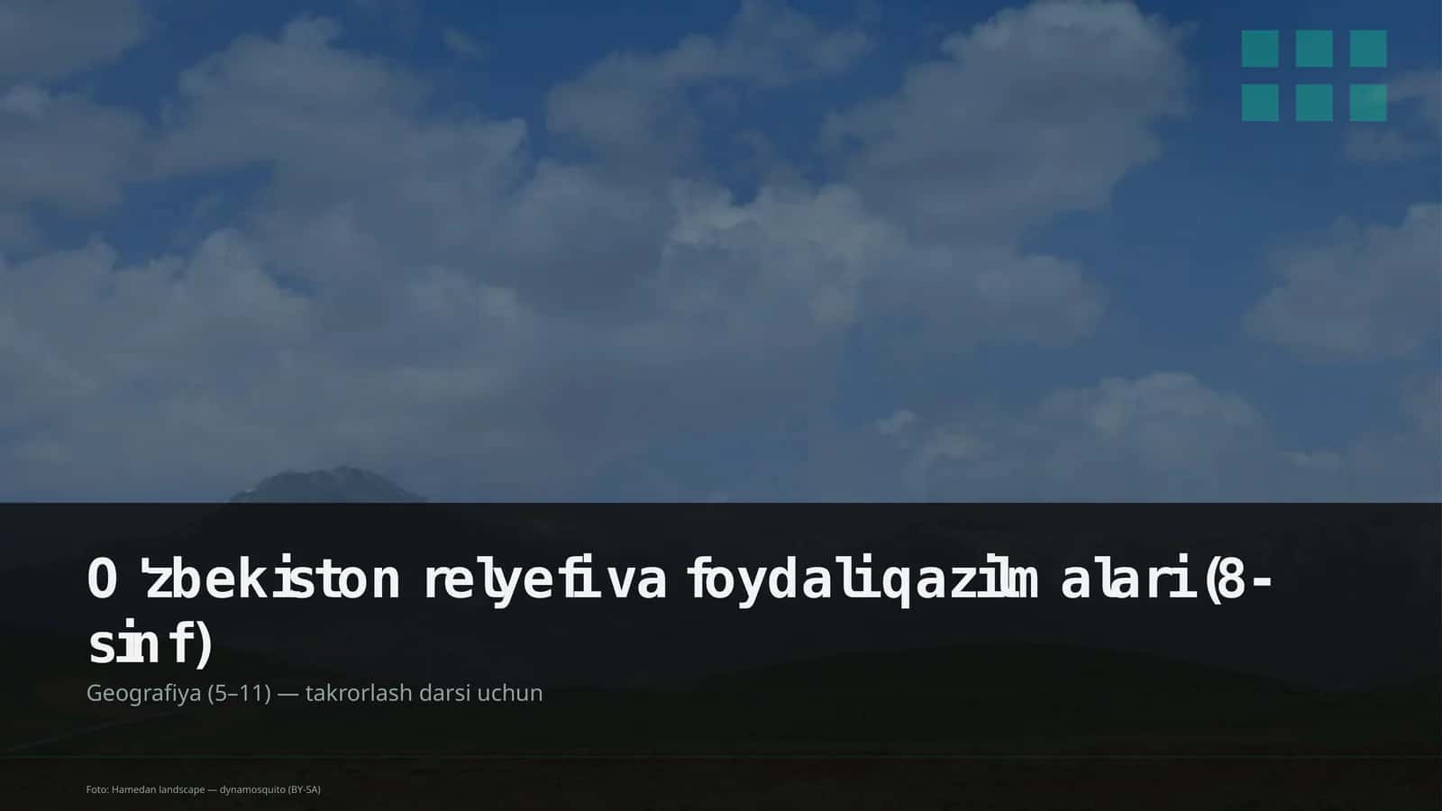 O'zbekiston relyefi va foydali qazilmalari (8-sinf)