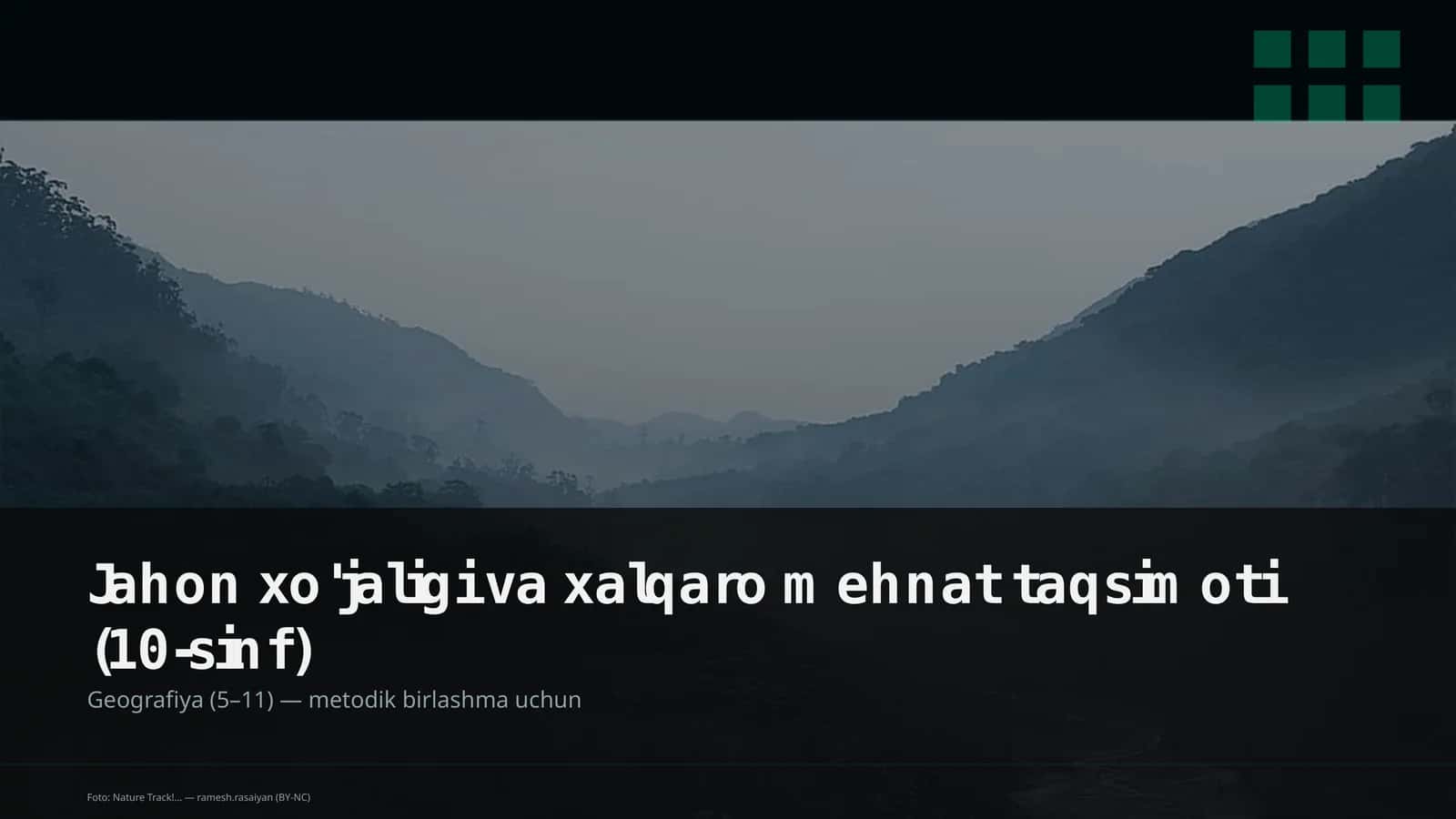 Jahon xo'jaligi va xalqaro mehnat taqsimoti (10-sinf)