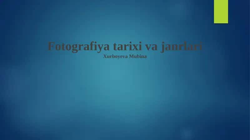 Fotografiya tarixi va janrlari