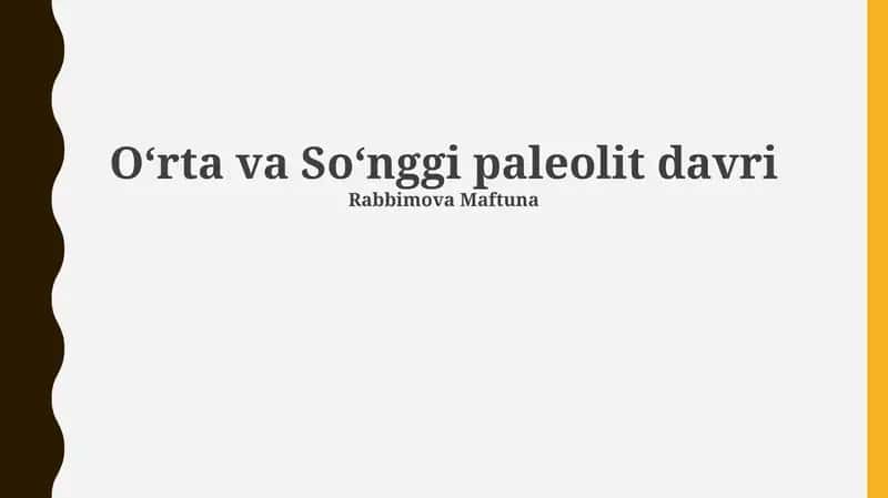 Oʻrta va Soʻnggi paleolit davri