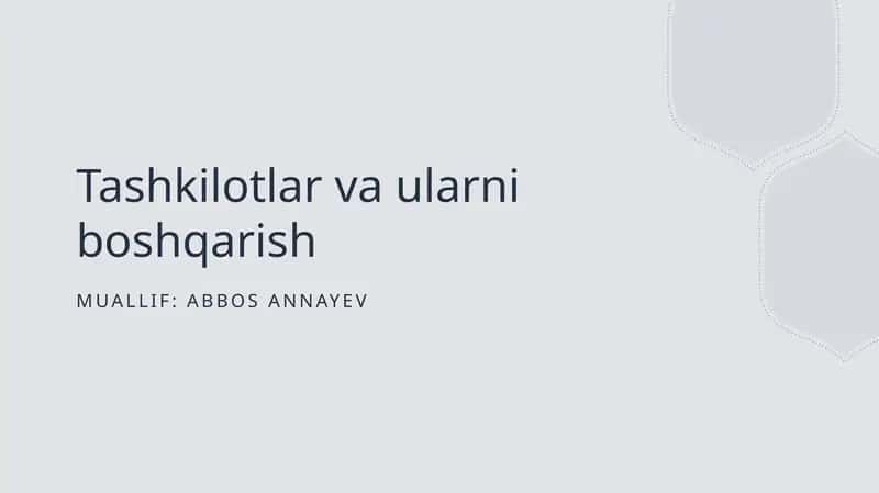 Tashkilotlar va Boshqarish