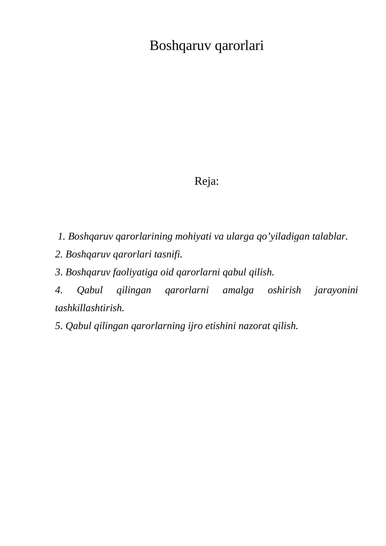 Boshqaruv qarorlari