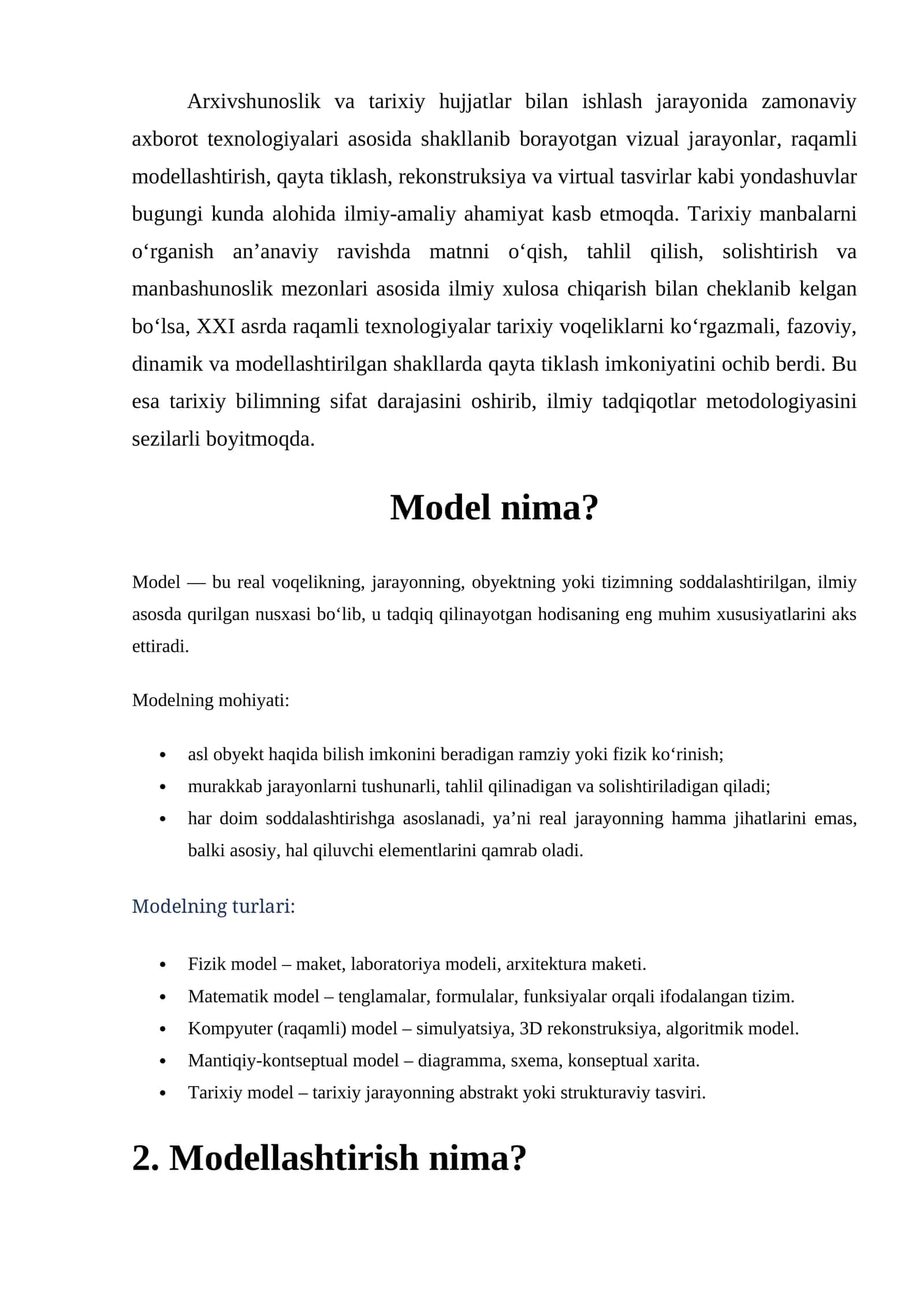 Modelning mohiyati