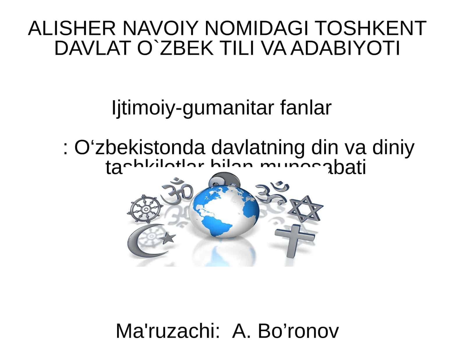 O‘zbekistonda davlatning din va diniy tashkilotlar bilan munosabati