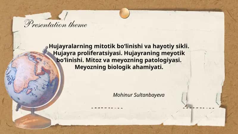 Hujayralarning Mitotik va Meyotik Bo'linishi