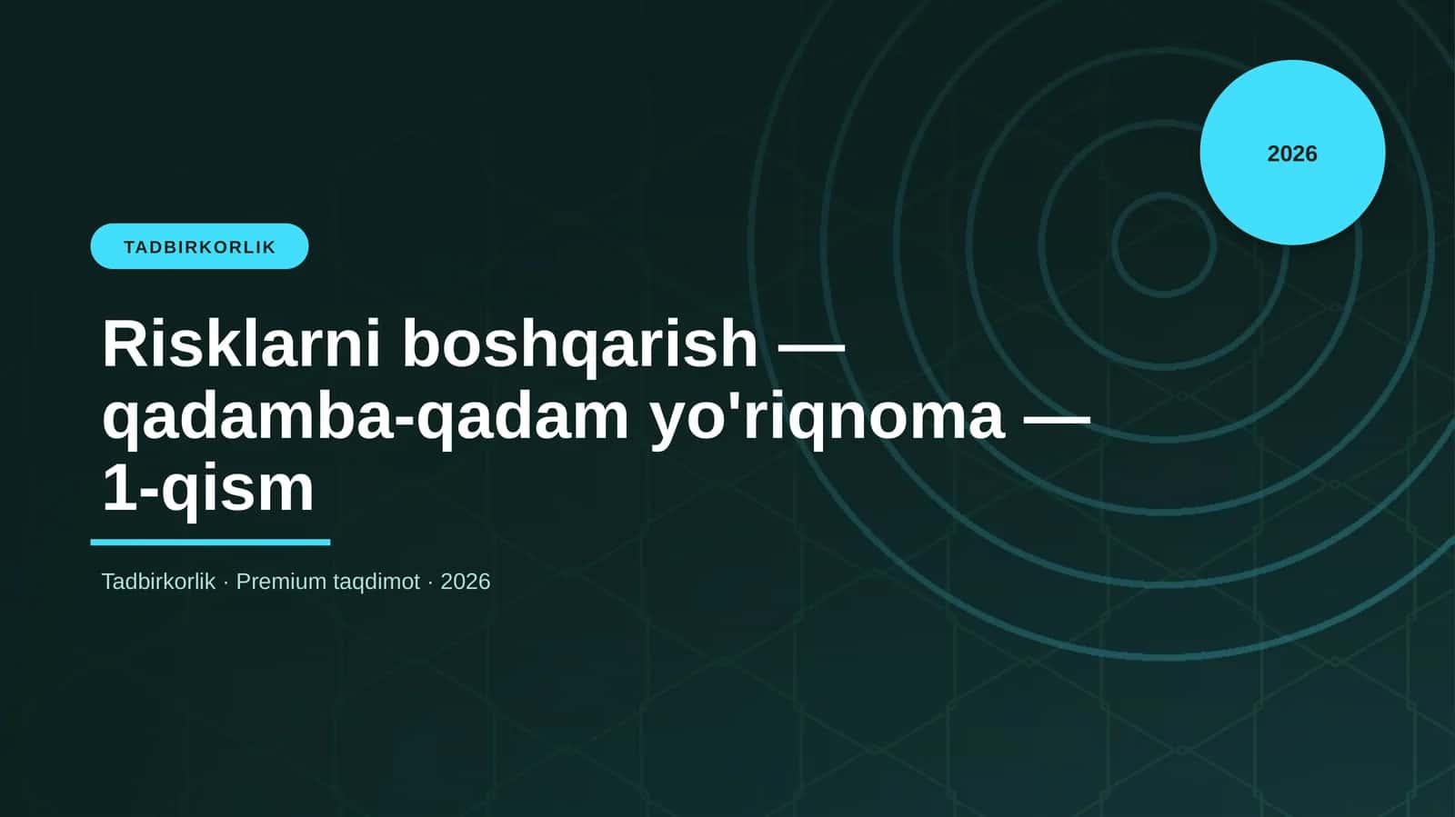 Risklarni boshqarish — qadamba-qadam yo'riqnoma — 1-qism