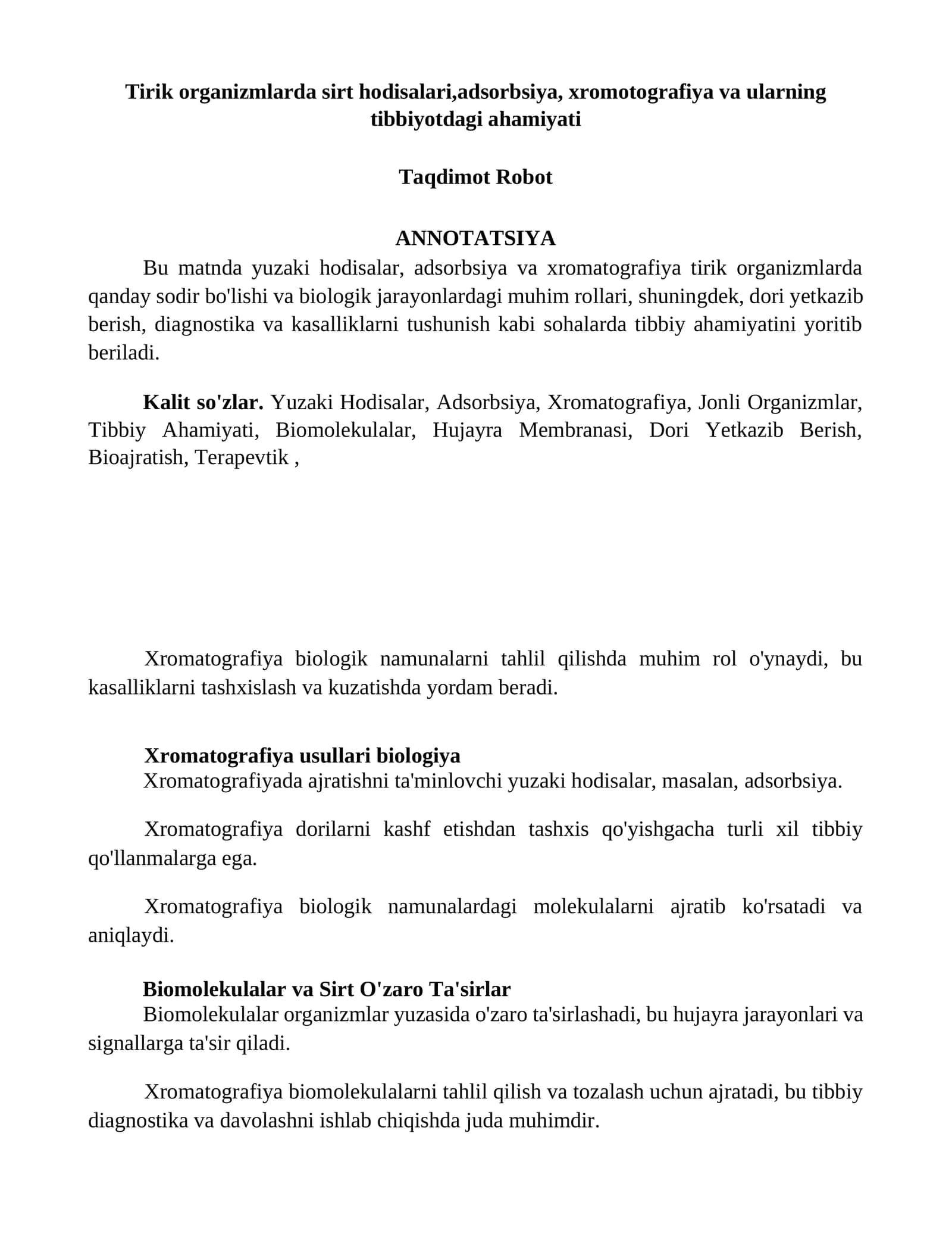 Xromatografiya biologiya