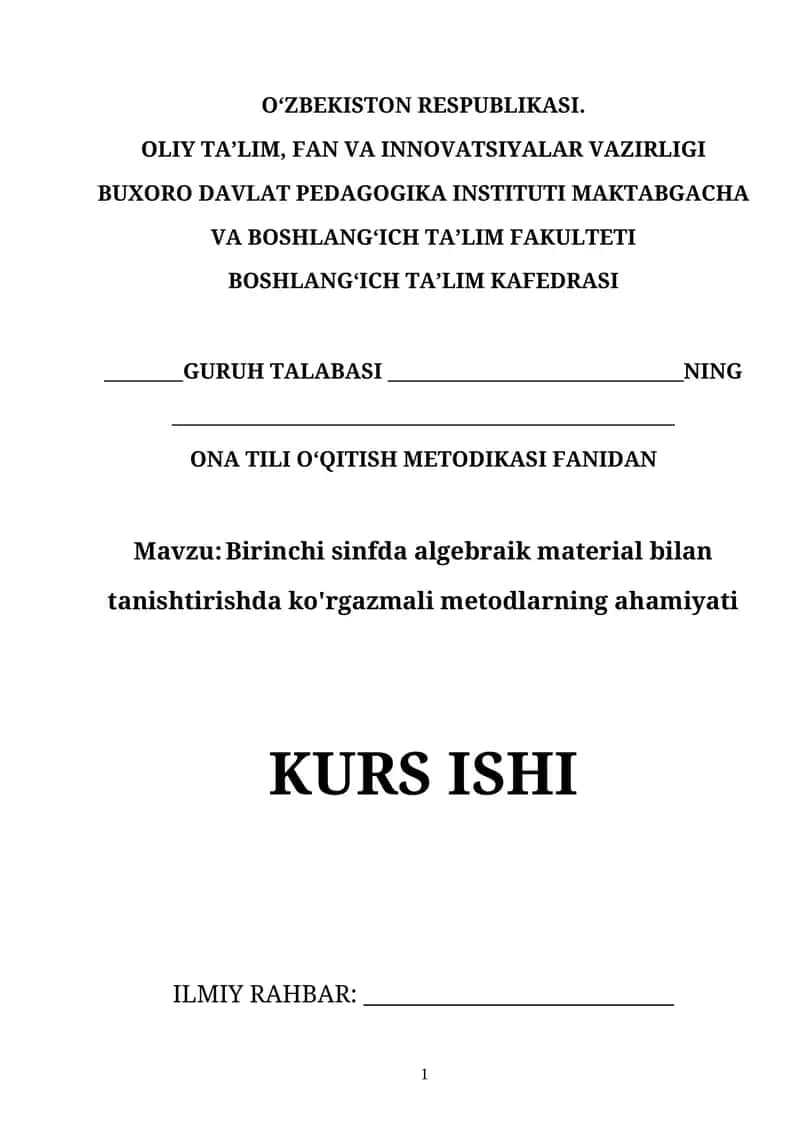 ONA TILI O‘QITISH METODIKASI FANIDAN
