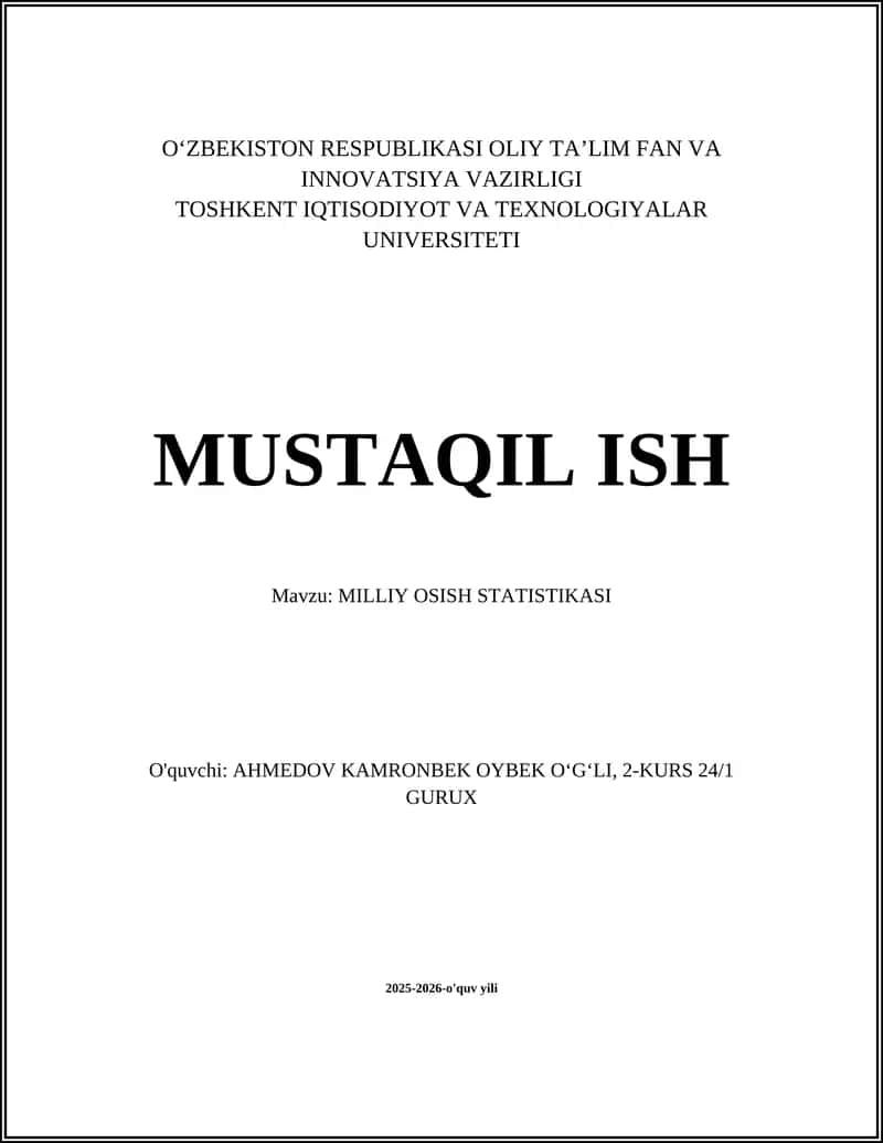 MILLIY OSISH STATISTIKASI