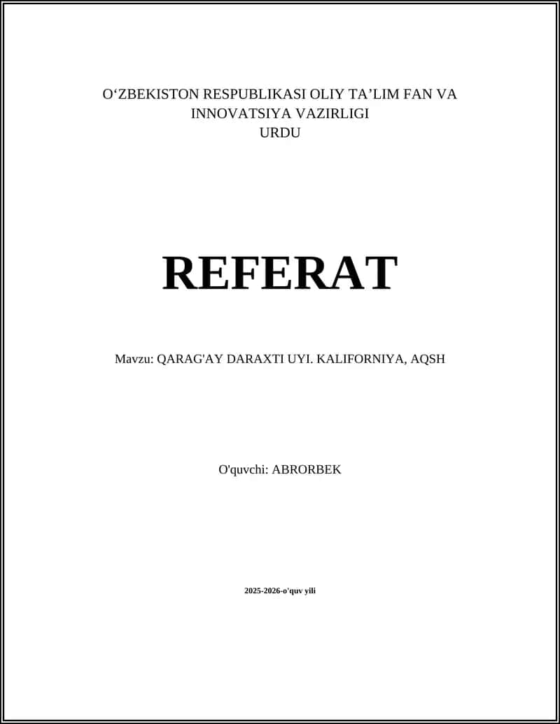 QARAG'AY DARAXTI UYI