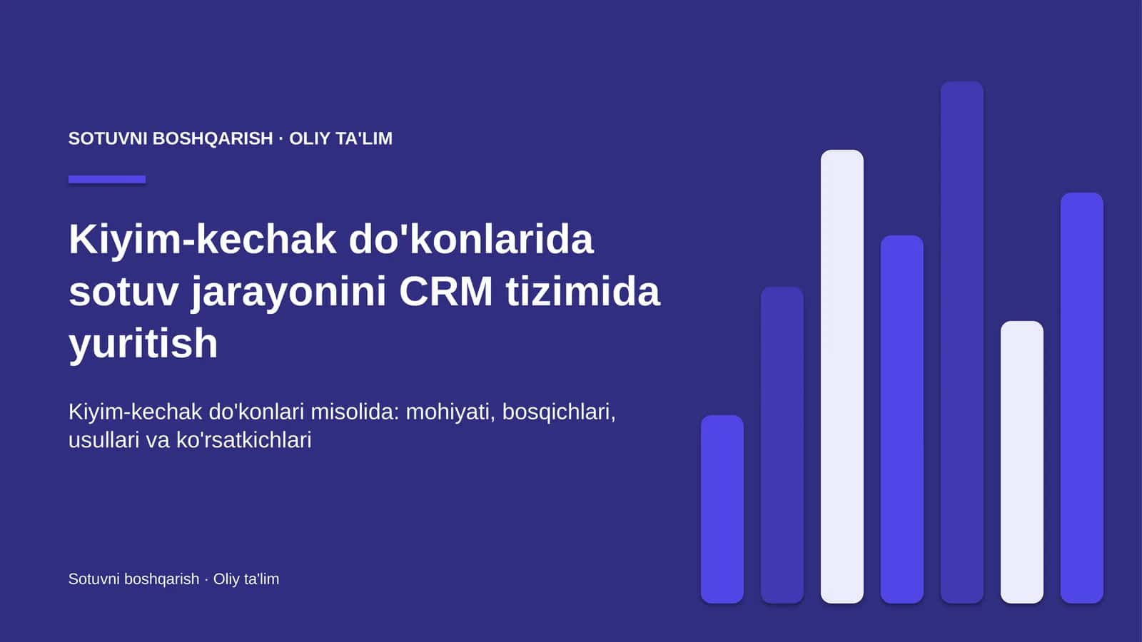Kiyim-kechak do'konlarida sotuv jarayonini CRM tizimida yuritish