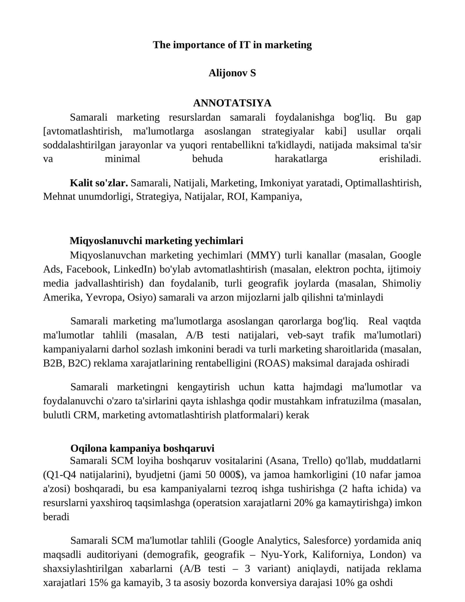 Samarali marketing ma'lumotlarga asoslangan qarorlarga bog'liq