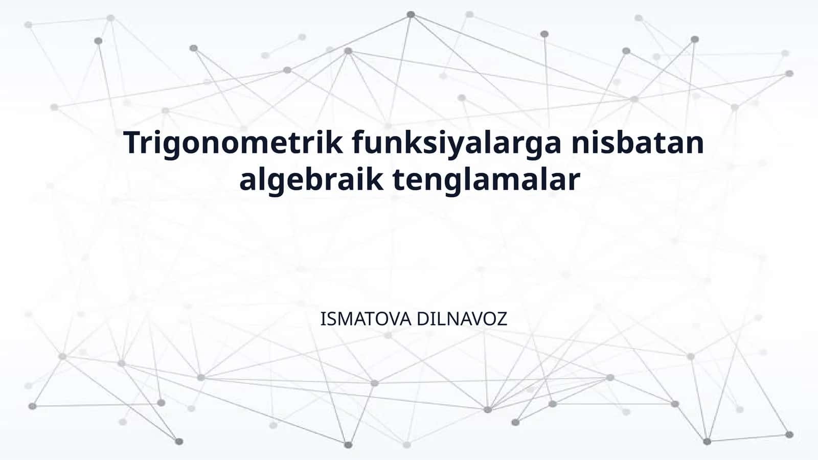 Trigonometrik funksiyalarga nisbatan algebraik tenglamalar