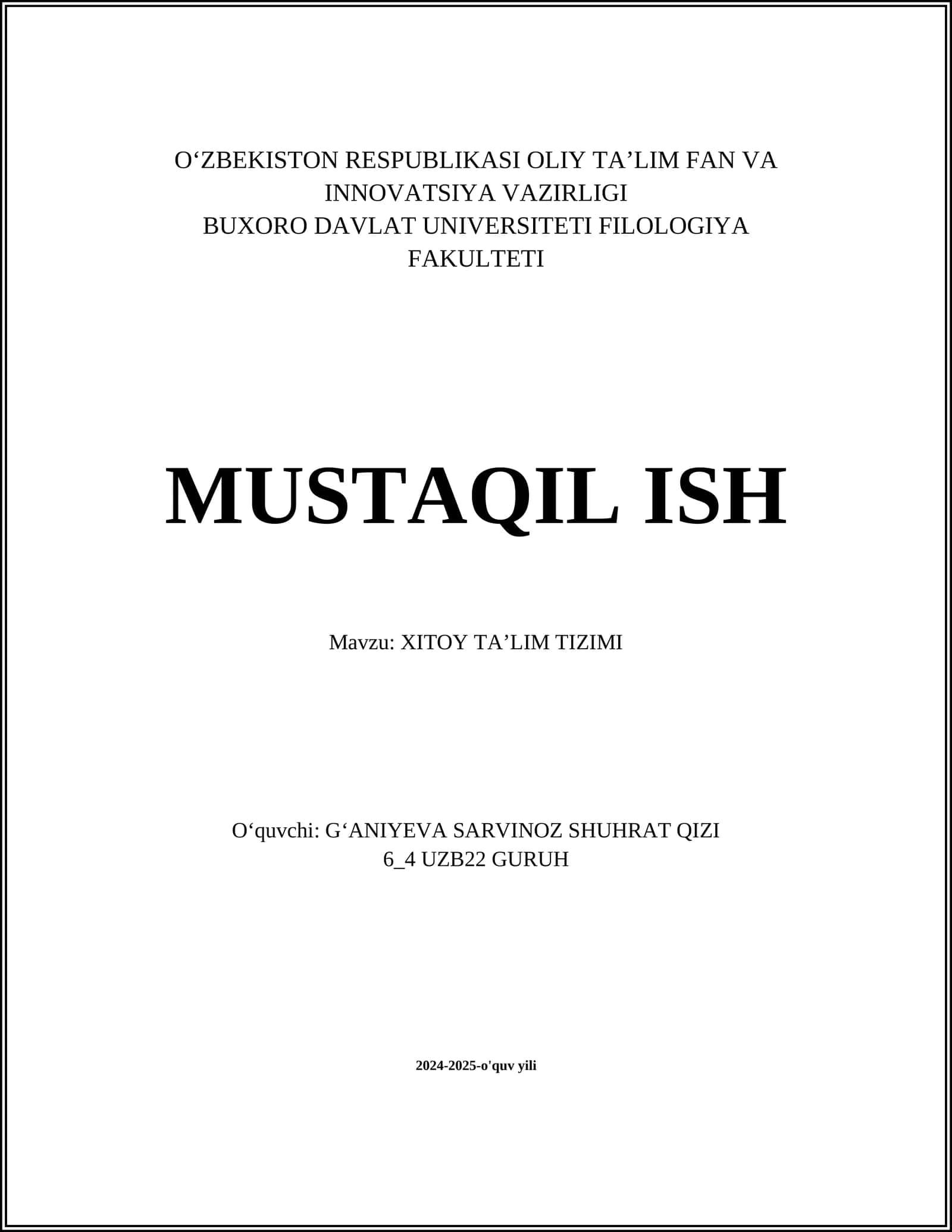 Xitoy ta'lim tizimi