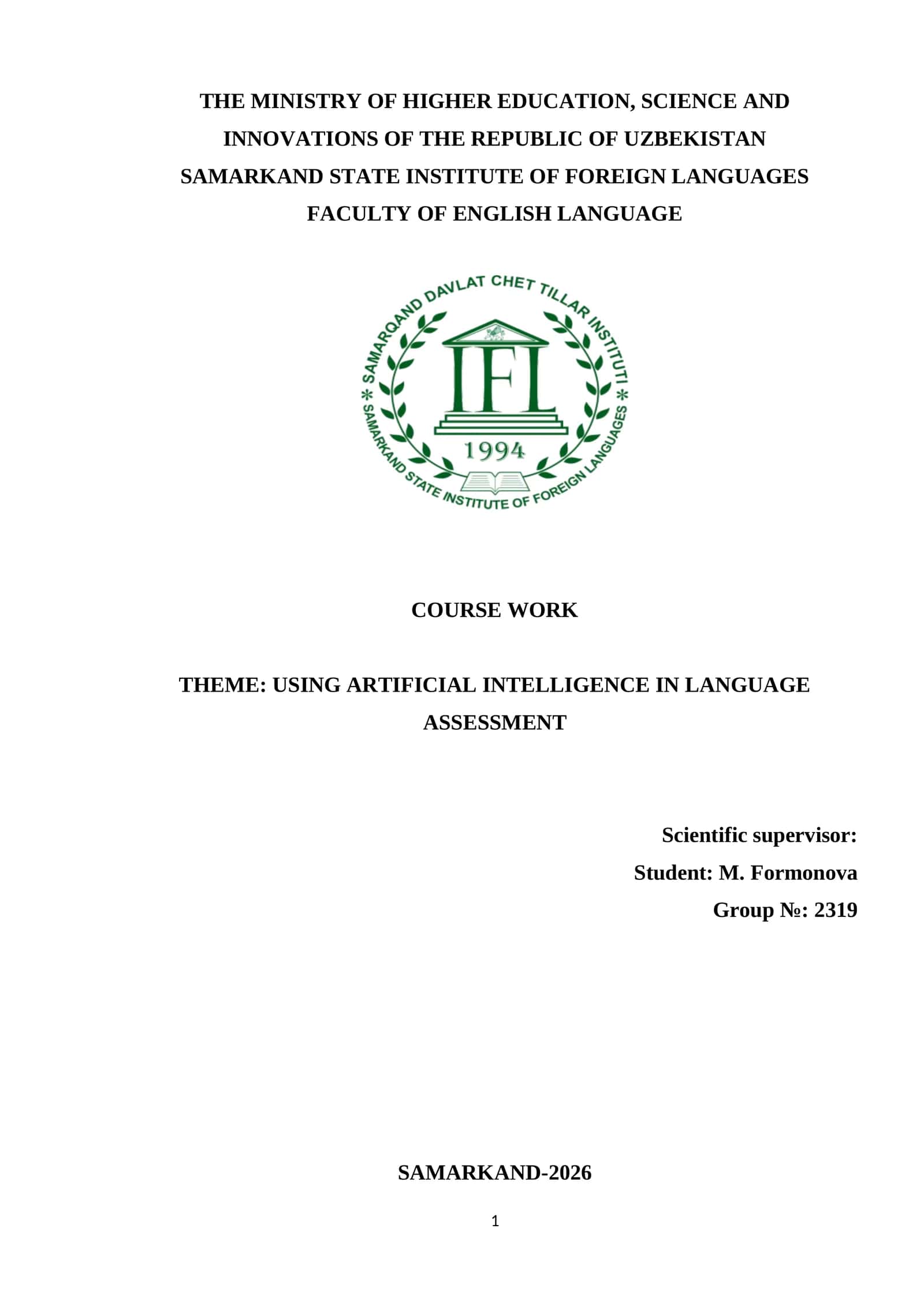 Using Artificial Intelligence in Language Assessment