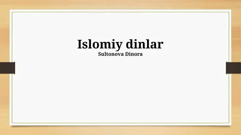Islomiy dinlar