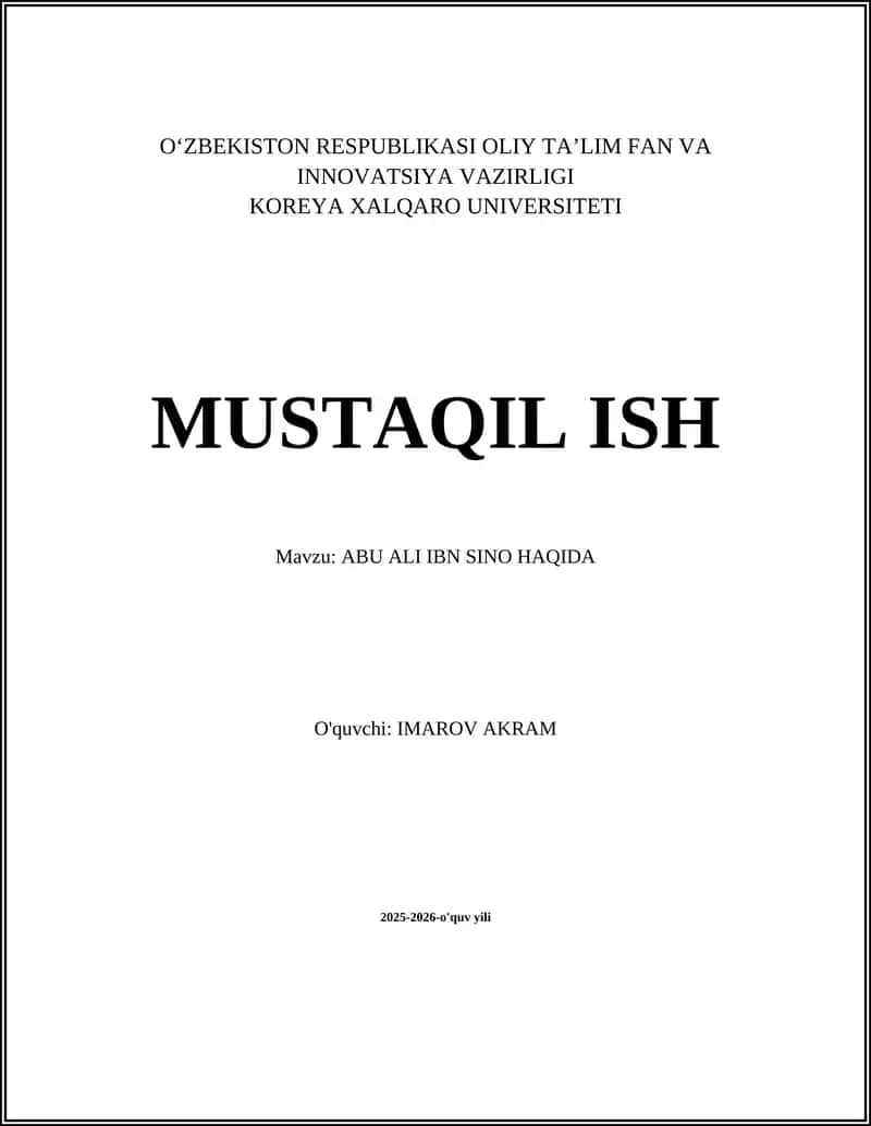 Abu Ali Ibn Sino Hayoti