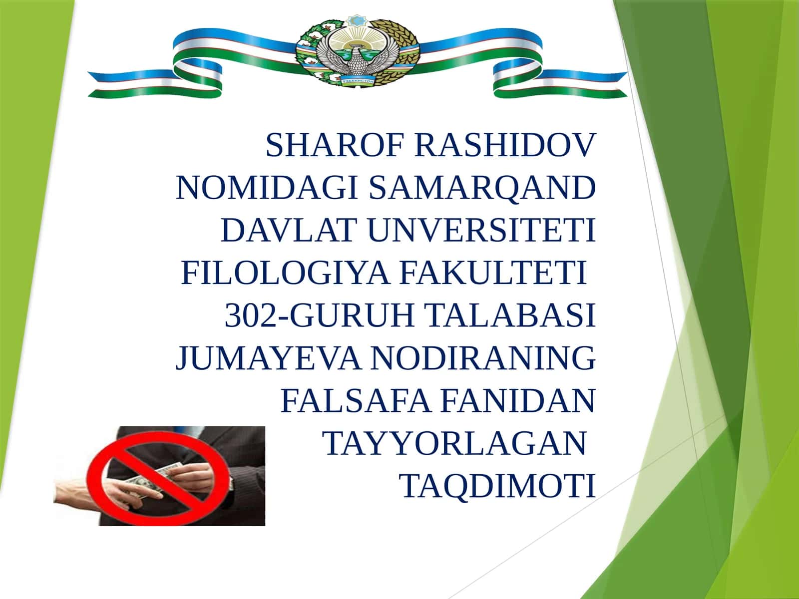 FALSAFA FANIDAN TAYYORLAGAN TAQDIMOTI