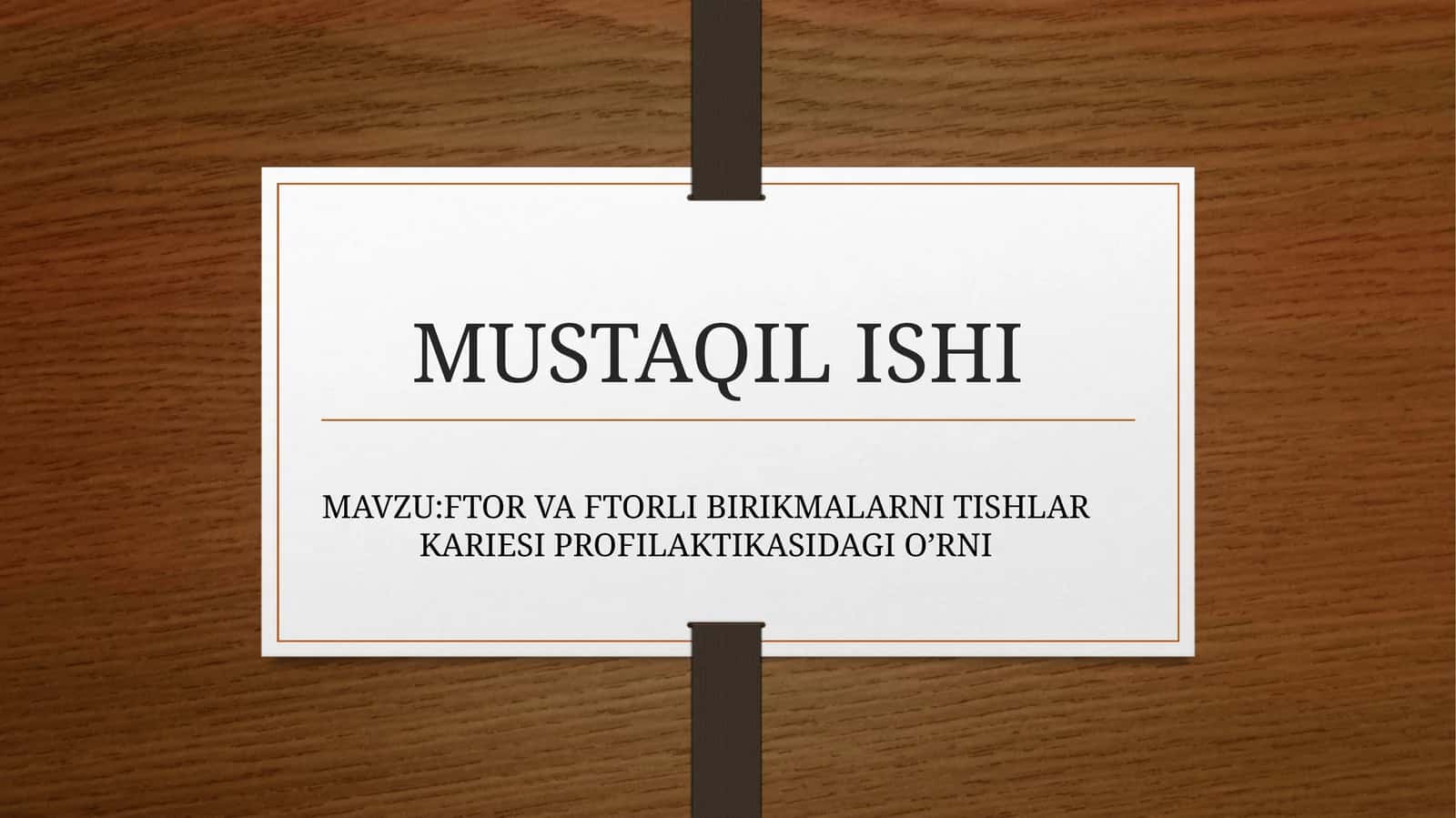 Ftor va Ftorli Birikmalarni Tishlar Kariesi Profilaktikasidagi O'rni