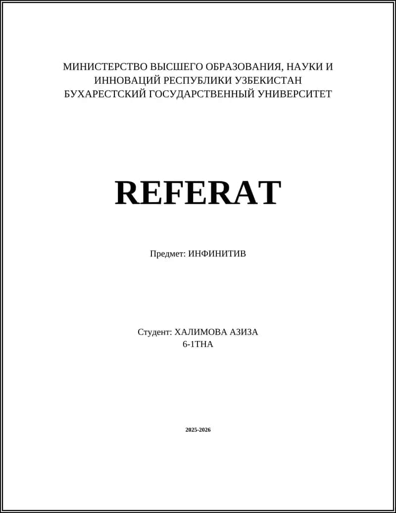 REFERAT: ИНФИНИТИВ