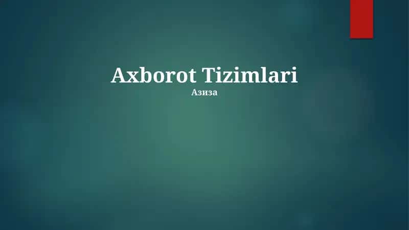 Axborot Tizimlari