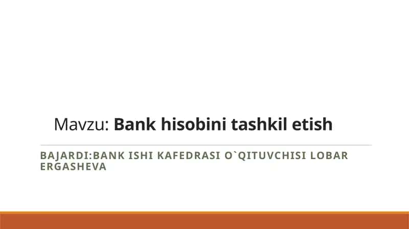 Bankhisobini tashkil etish