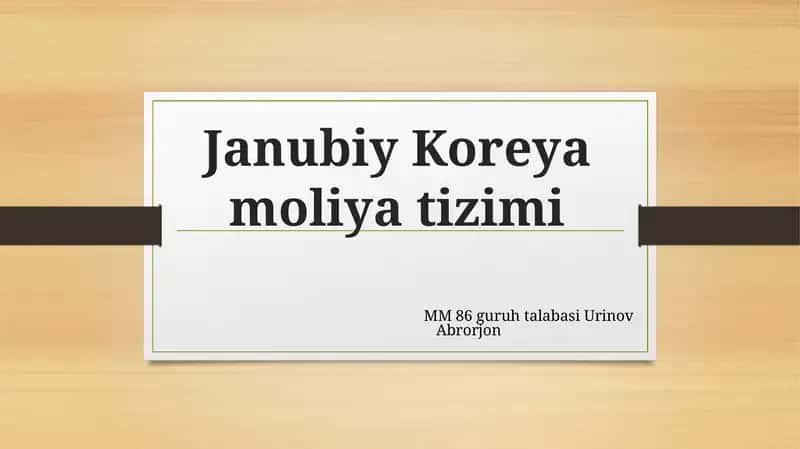 Janubiy Koreya moliyati zimi