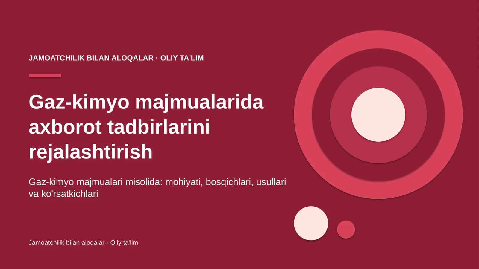Gaz-kimyo majmualarida axborot tadbirlarini rejalashtirish