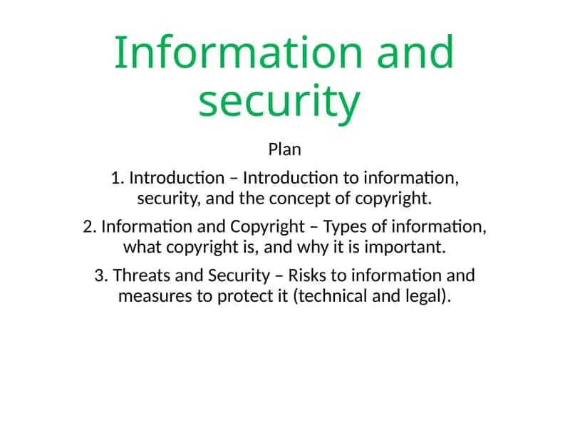 Information and Security in the Context of Copyright