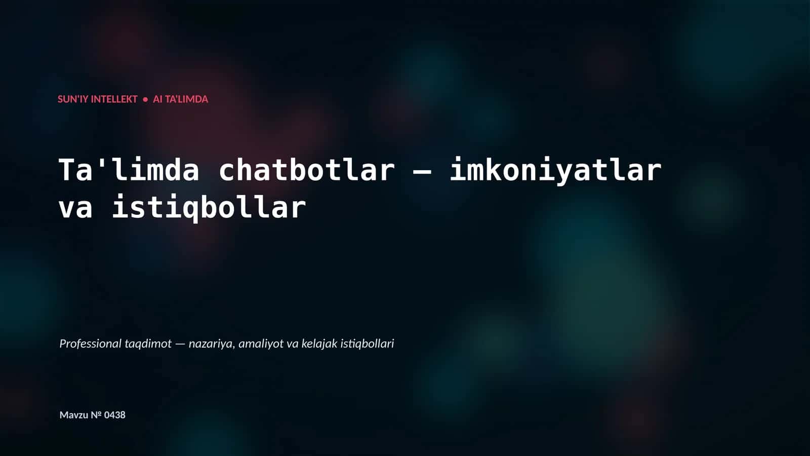 Ta'limda AI — har bir o'quvchiga moslashgan, samarali va qulay ta'lim tajribasini yaratish uchun qo'llaniladigan texnologiyalar