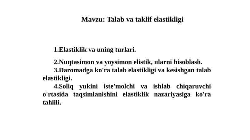 Talab va taklif elastikligi