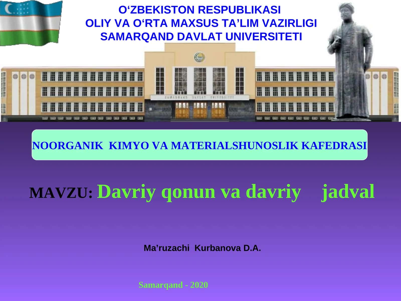 Davriy qonun va davriy jadval