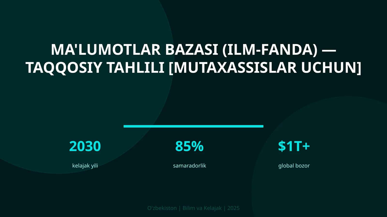 MA'LUMOTLAR BAZASI (ILM-FANDA) — TAQQOSIY TAHLILI [MUTAXASSISLAR UCHUN]