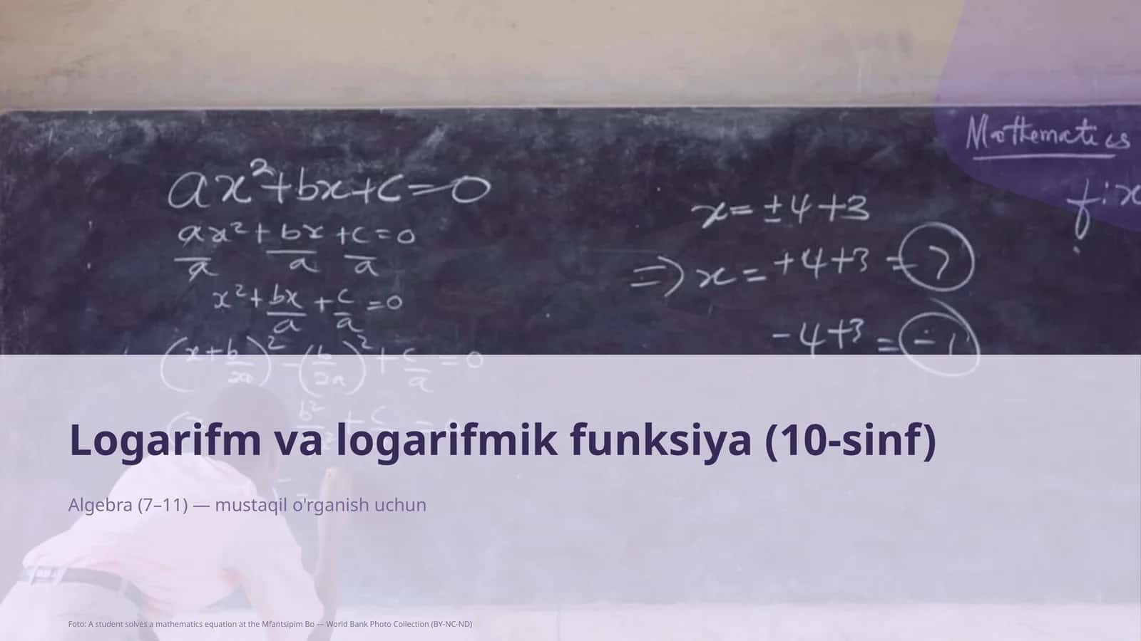 Logarifm va logarifmik funksiya (10-sinf)
