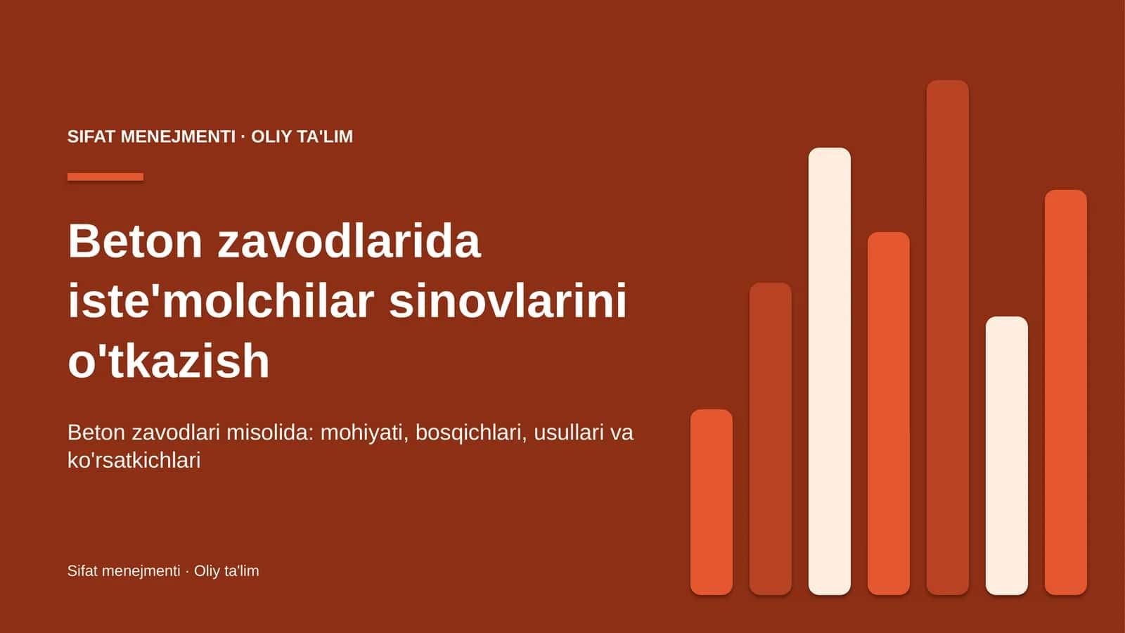 Beton zavodlarida iste'molchilar sinovlarini o'tkazish