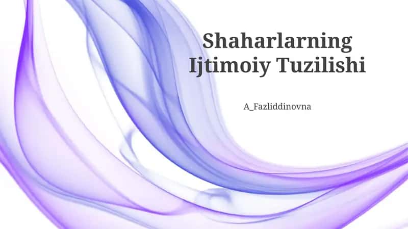 Shaharlarning Ijtimoiy Tuzilishi