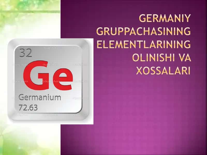 Germaniy, qalay, qo’rg’oshin elementlarining muhim birikmalari