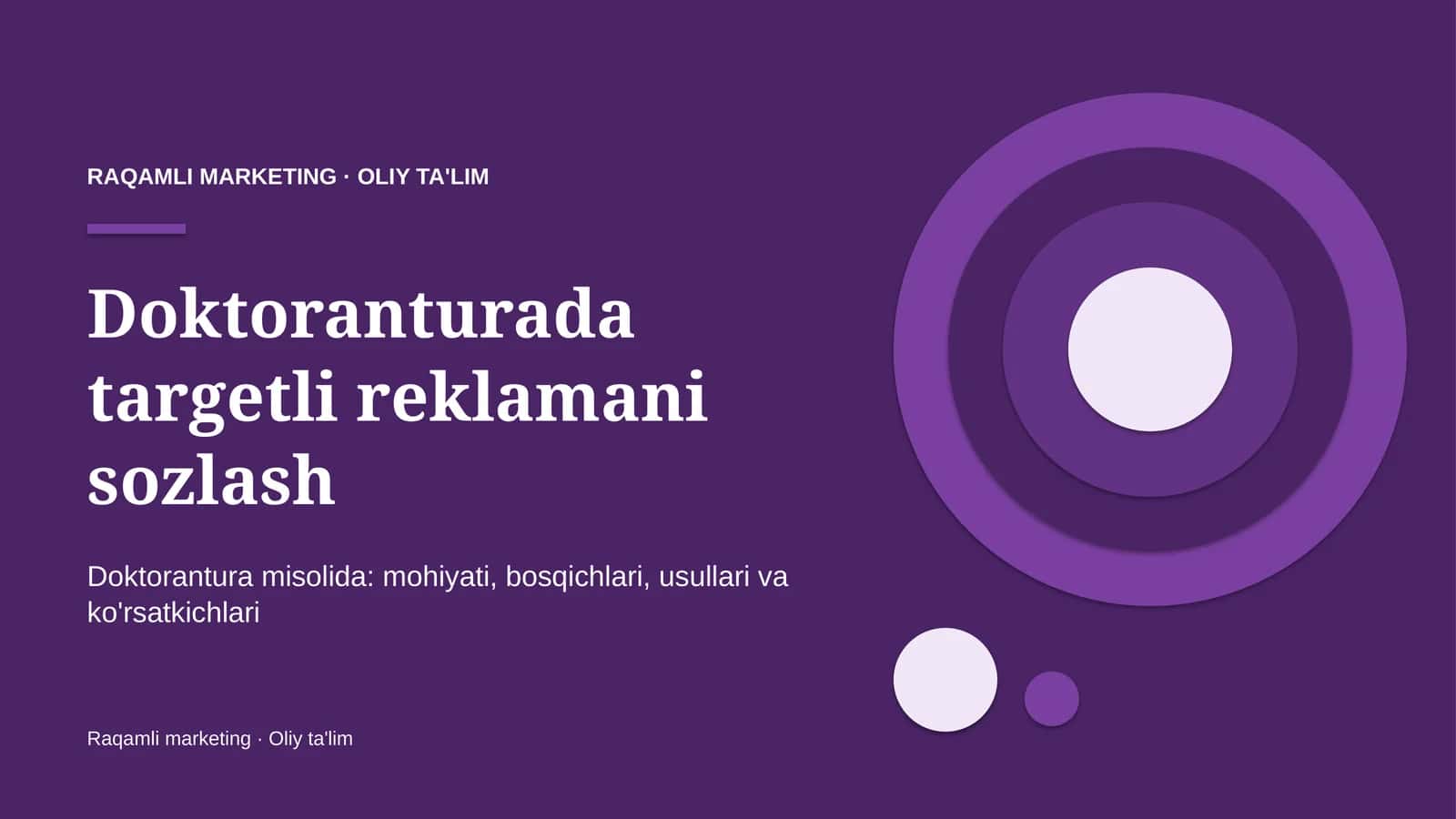 Doktoranturada targetli reklamani sozlash