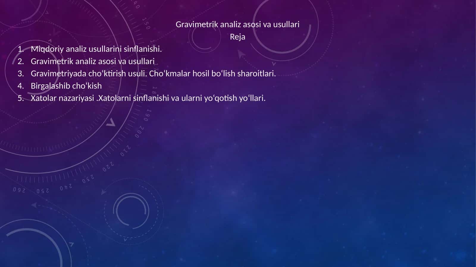 Gravimetrik analiz asosi va usullari