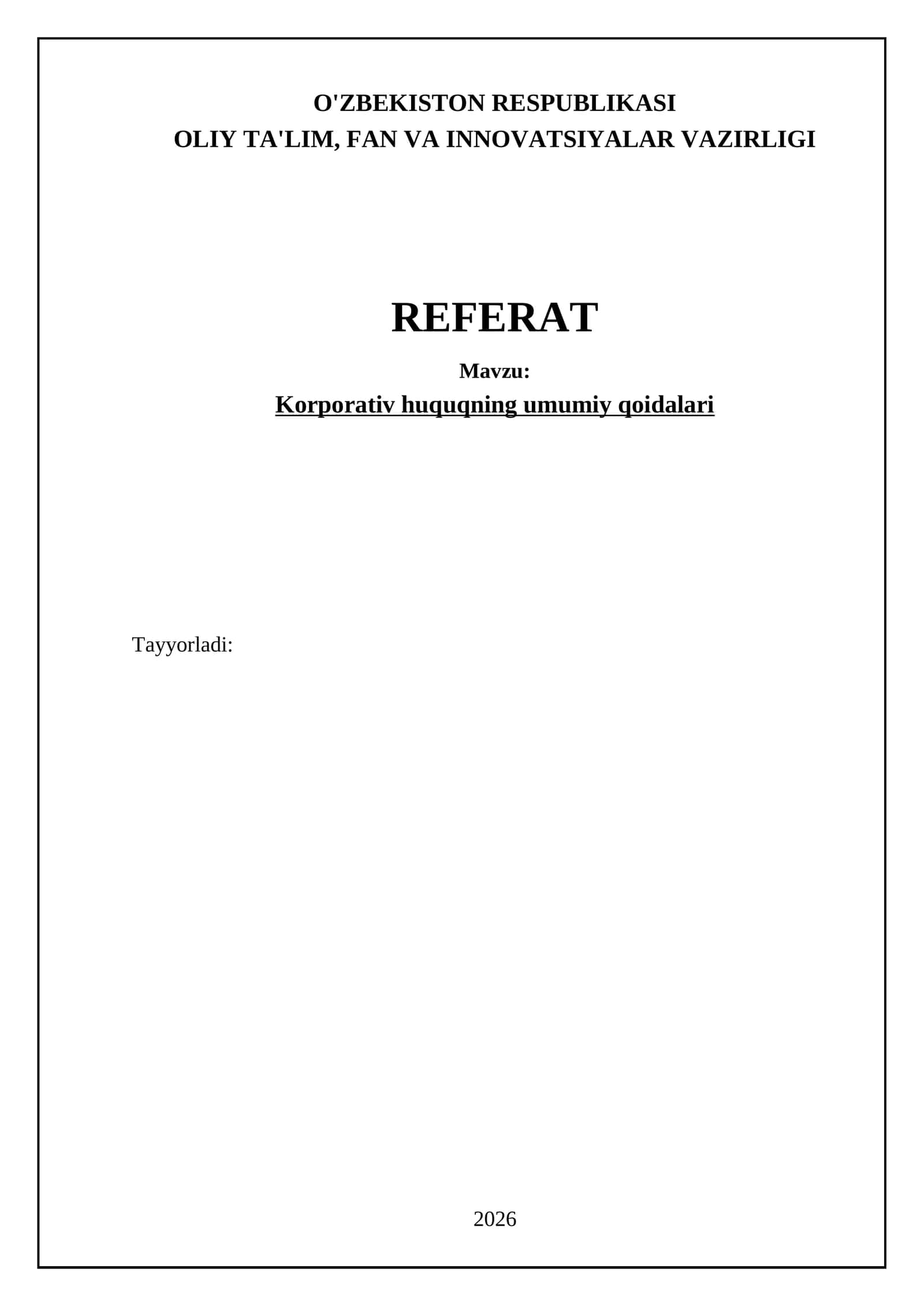 Korporativ Huquq Asoslari