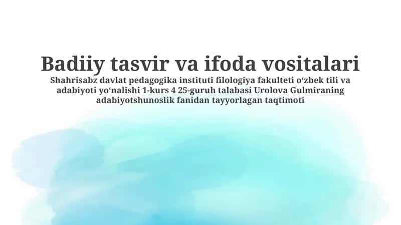 Adabiy tasvir va ifoda vositalari