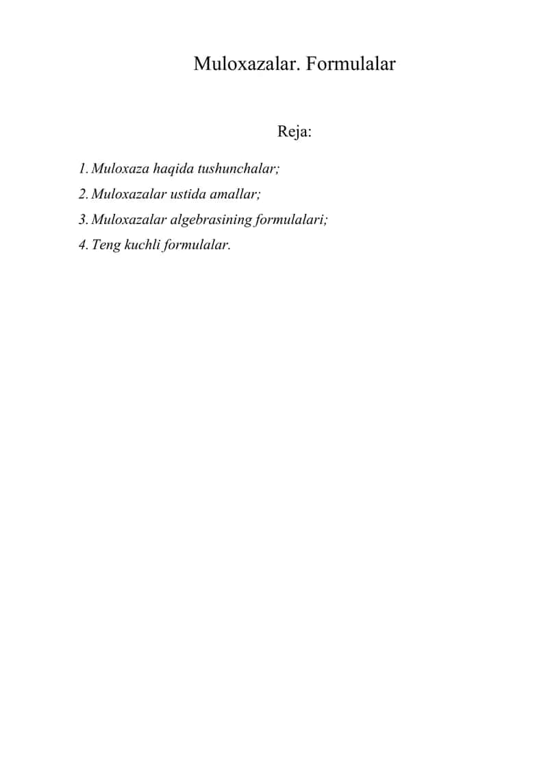 Muloxazalar. Formulalar