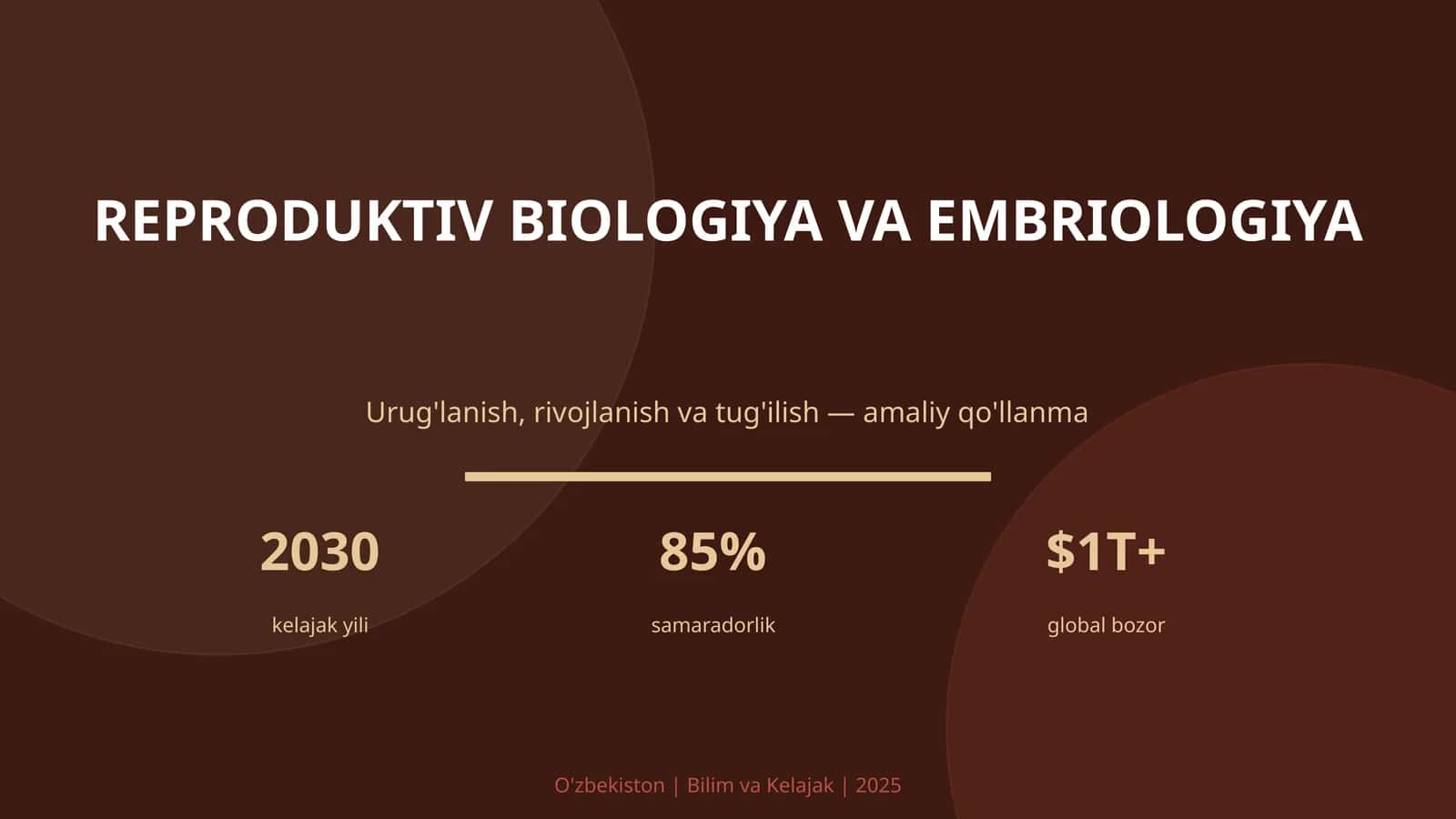 REPRODUKTIV BIOLOGIYA VA EMBRIOLOGIYA